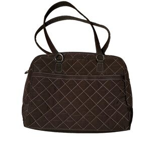 Vera Bradley tote bag quilted chocolate brown with floral print interior
